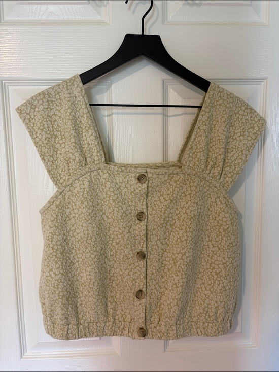 Madewell Tops - Madewell | Floral Jacquard Button-Front Top in Faded Seagrass | Size Medium